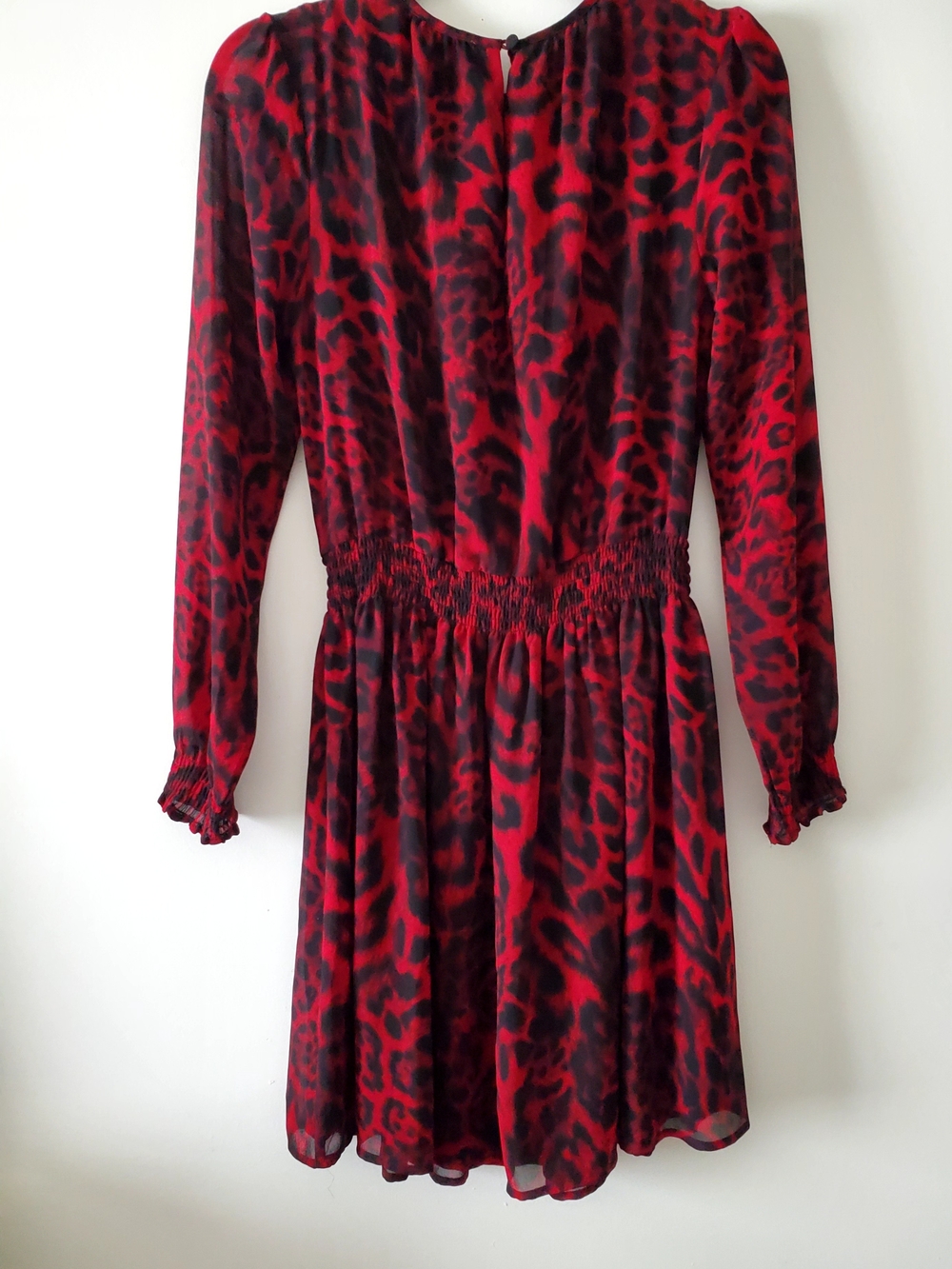 Michael Kors Red Leopard Print Long Sleeve Women’s Dress - Picture 5 of 5